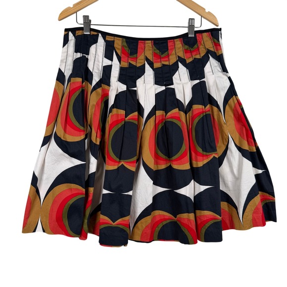 Becky & Max Dresses & Skirts - Becky & Max Skirt Womens 12 Multicolor Pleated‎ Retro Geometric Print Cotton